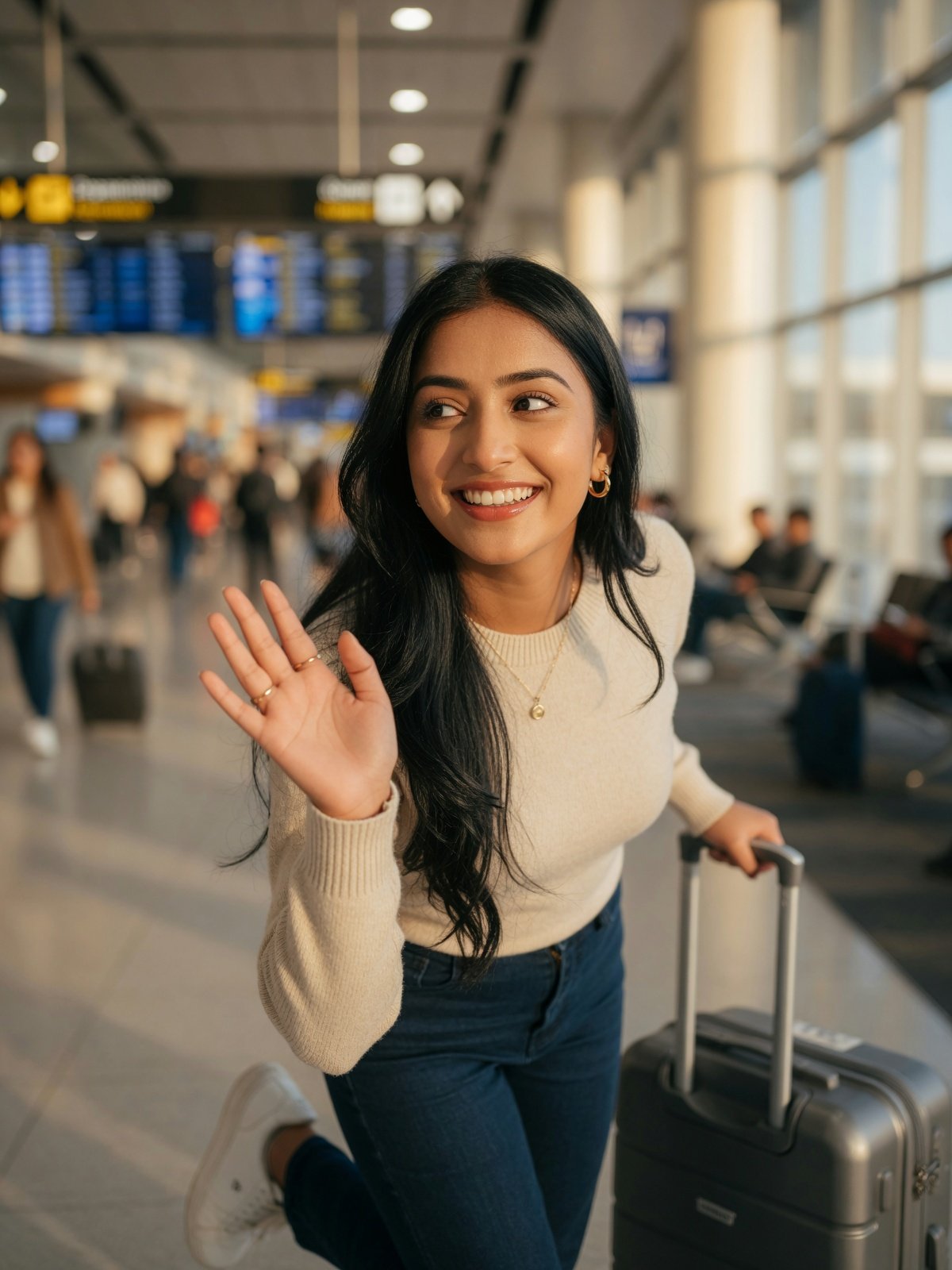 Student at Tribhuvan International Airport, ready to depart